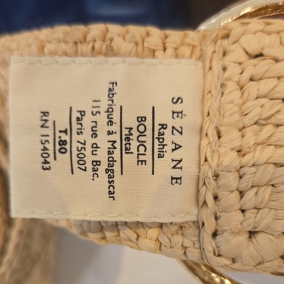 Sezane Raffia Woven Belt with Gold Buckle, EUC, Sz80, French Sophistication - Picture 3 of 4